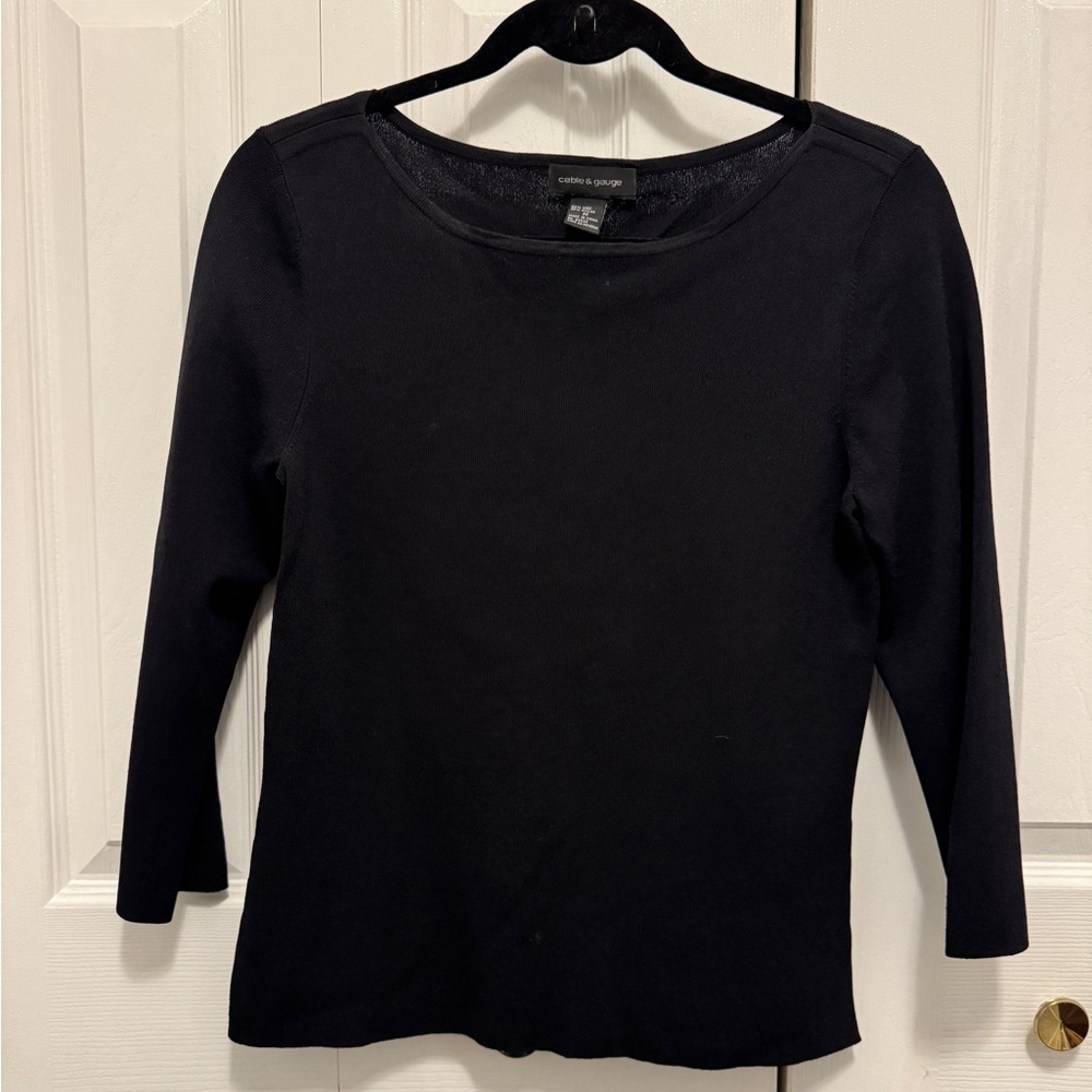 cable & gauge 3/4 Sleeve Black Top